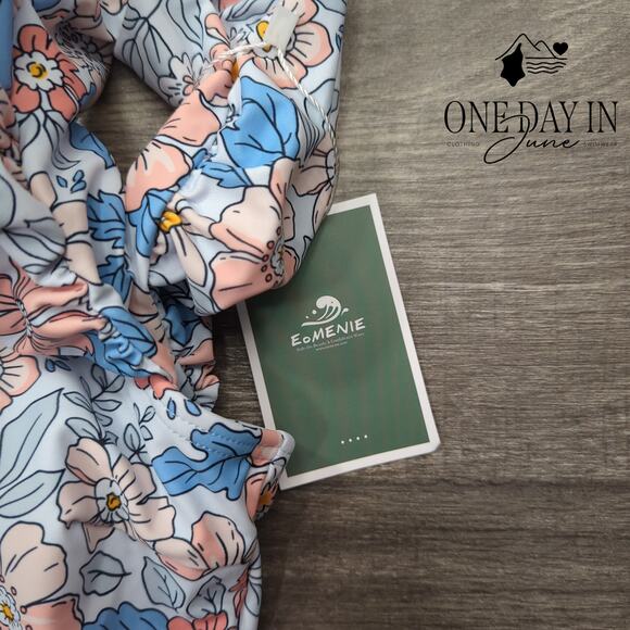 Eomenie Ruffle Shoulder Tummy Control One Piece Swimsuit Size S - Picture 3 of 6